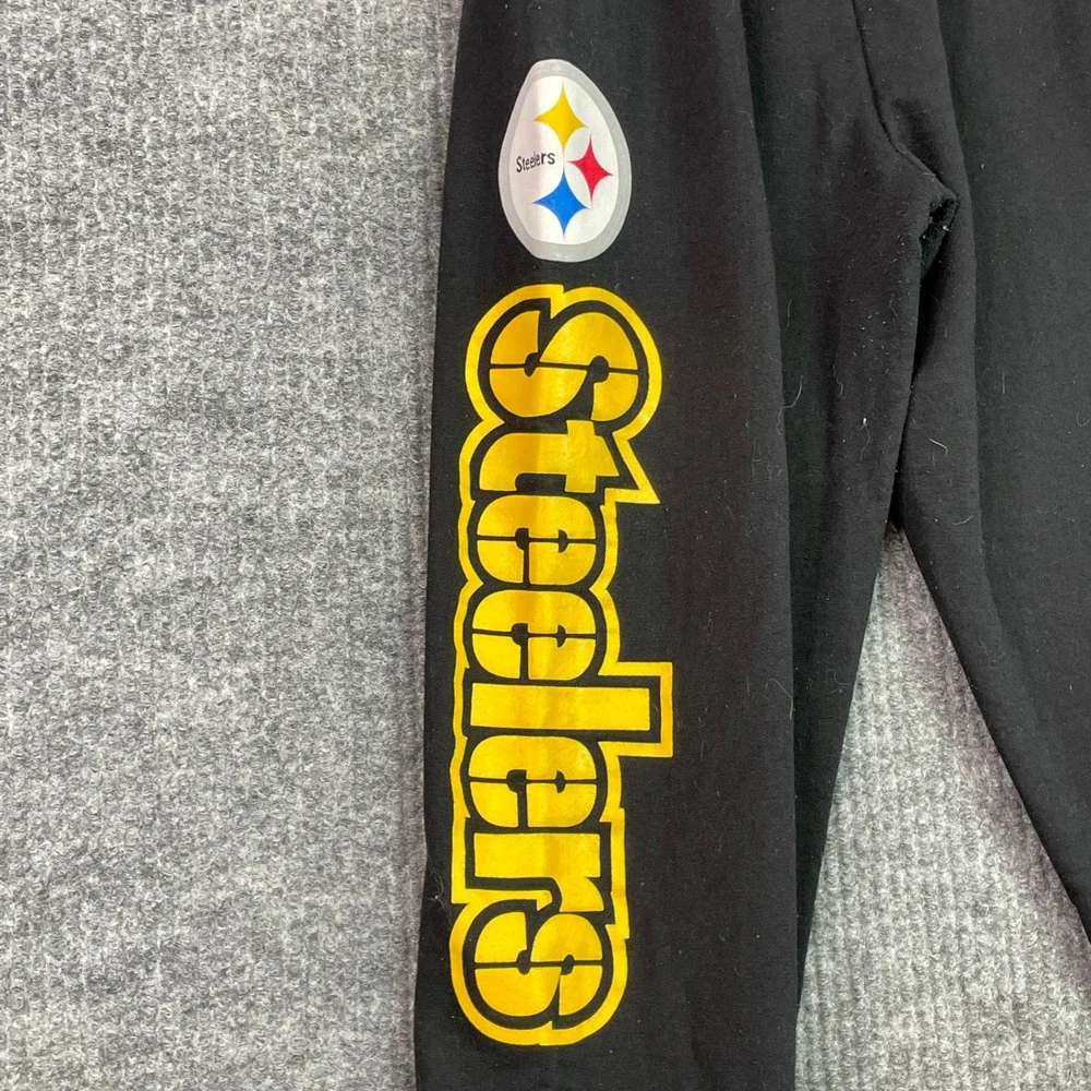 NFL Team Apparel Sweatpants Mens Small Black Pittsburgh Steelers Fleece Joggers